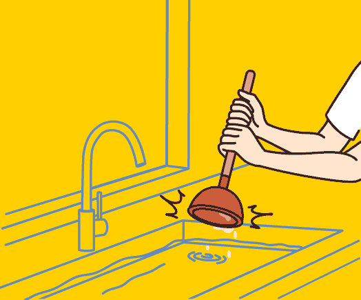 unclogging drainage with plunger